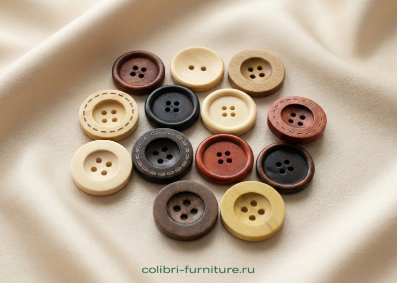 Деревянные пуговицы – виды, особенности применения, качественные характеристики