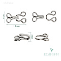 Крючок-застежка - MF49, серебро, 14х8х3 мм, 100 шт