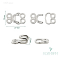 Декоративный крючок - MF25, серебро, 10 шт