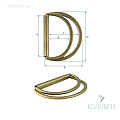 Полукольцо металлическое - MF35, бронза, 10 шт