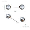 Булавки декоративные - BU166, серый, 10 шт