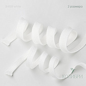 Шнур плоский полиэстер - SHR09, белый/белый, 50 м