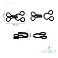 Крючок-застежка - MF49, чёрный, 14х8х3 мм, 100 шт