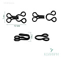 Крючок-застежка - MF48, чёрный, 12х7х3 мм, 100 шт