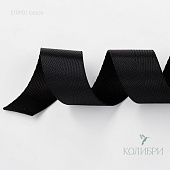 Лента ременная п/э - STRP01, чёрный/чёрный, 45 м (50 ярдов)